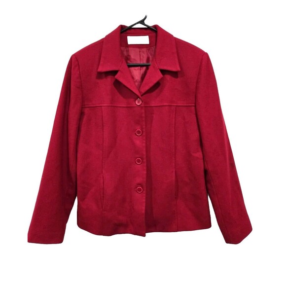 Sandro‎ Wool Red Four Button Lined Work Blazer Jacket size 10 - Picture 1 of 5